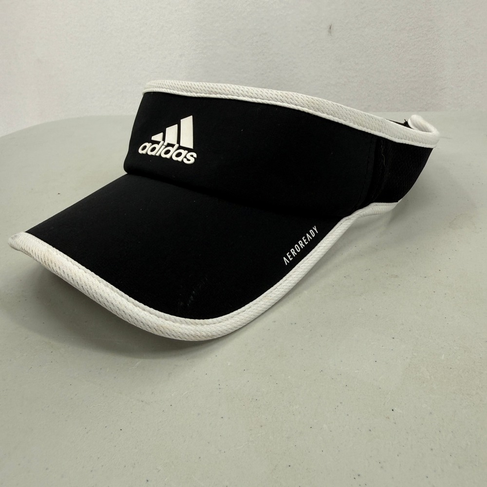 Adidas Visor Women Black White Aeroready Adjustable Athletic Sun Hat Tennis Golf